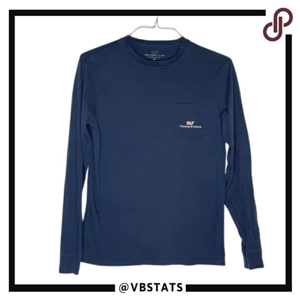 Vineyard Vines Long Sleeve Navy Blue - Pink with Logo LS Graphic T-Shirt size XS